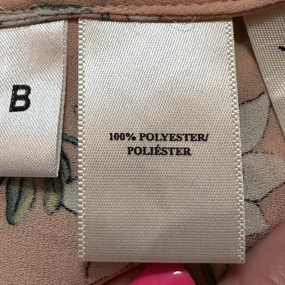 Ann Taylor Petite XSP Floral Popover Blouse Pink Long Sleeve Shirt Top - Picture 5 of 7